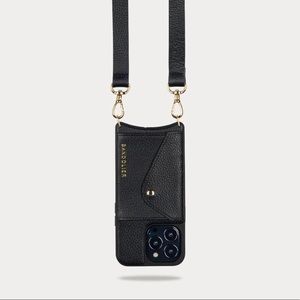 Bandolier HAILEY Side Slot Leather Crossbody in Black/Gold iPhone 11 Pro Max